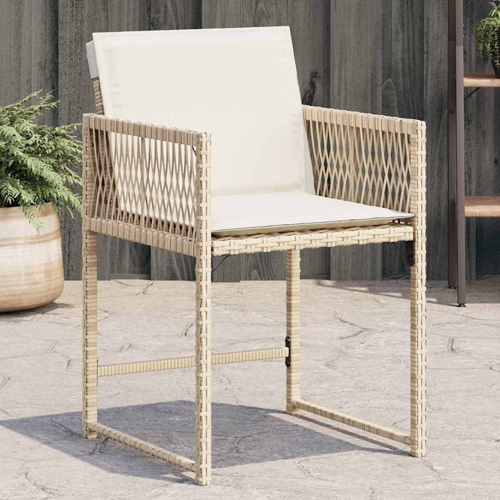 vidaXL Gartenstühle mit Kissen 4 Stk. Beige Poly Rattan