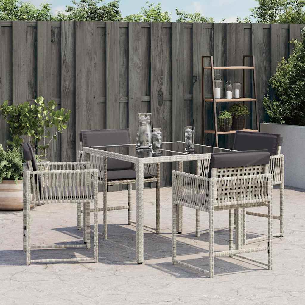 vidaXL Tuinstoelen 4 st met kussens poly rattan lichtgrijs