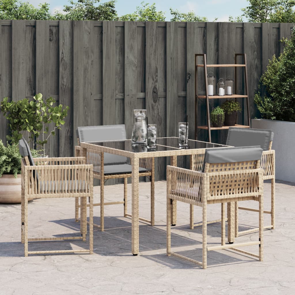 vidaXL Tuinstoelen 4 st met kussens poly rattan gemengd beige