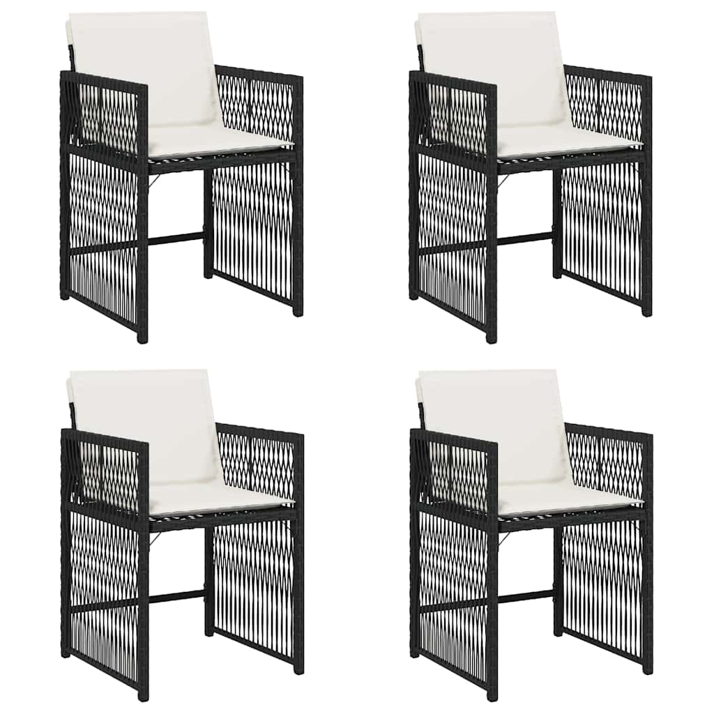 vidaXL Zahradní židle s poduškami 4 ks černé polyratan