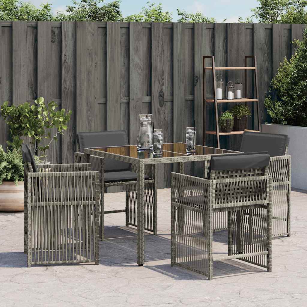 vidaXL Tuinstoelen 4 st met kussens poly rattan grijs afbeelding