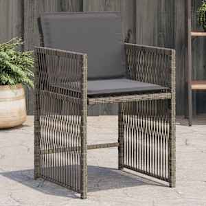 Vrtni stoli z blazinami 4 kosi siv poli ratan