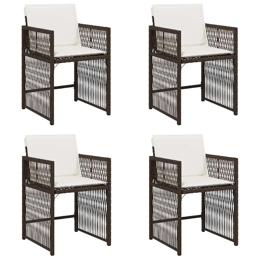 vidaXL Zahradní židle s poduškami 4 ks hnědé polyratan