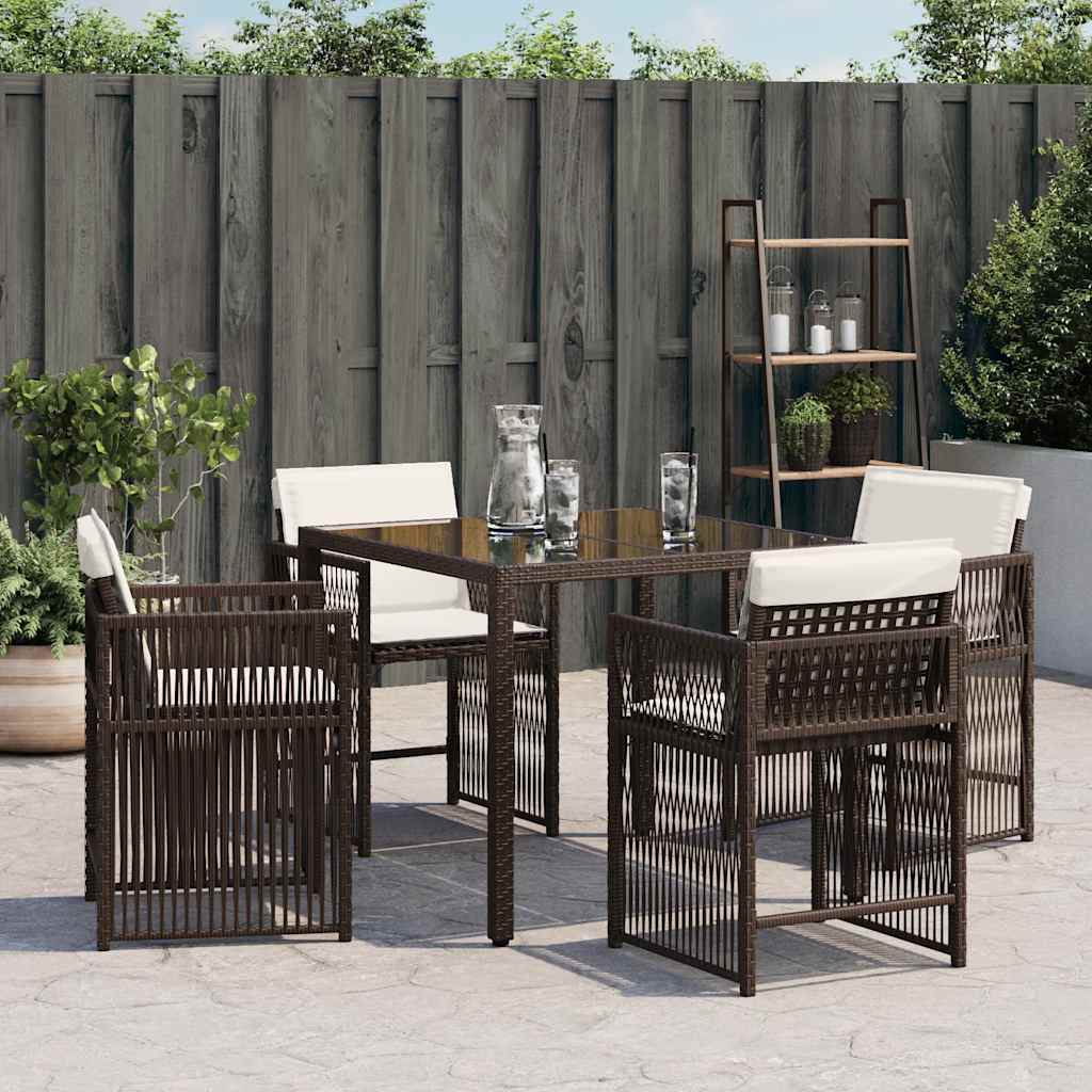 vidaXL Tuinstoelen 4 st met kussens poly rattan bruin afbeelding