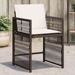 Vrtni stoli z blazinami 4 kosi rjav poli ratan