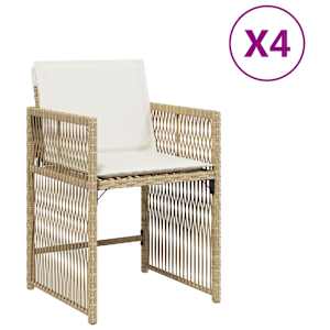 vidaXL aiatoolid koos istmepatjadega 4 tk, beež, pol&uuml;rotang