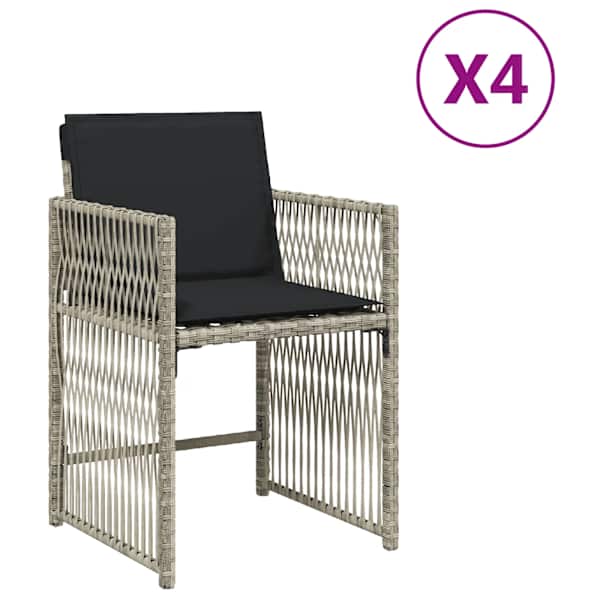 vidaXL aiatoolid patjadega 4 tk, helehall, pol&uuml;rotang