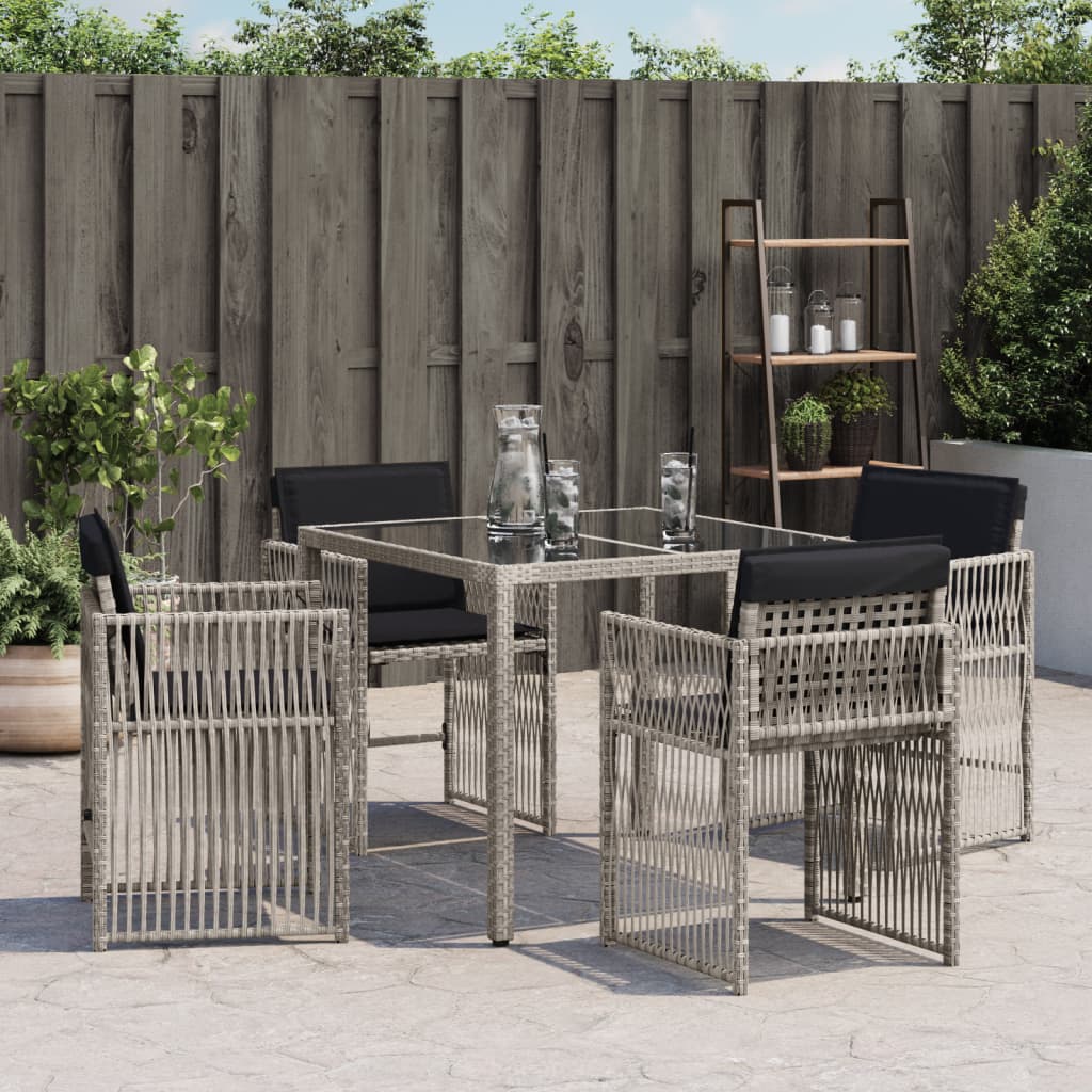 vidaXL Tuinstoelen 4 st met kussens poly rattan lichtgrijs