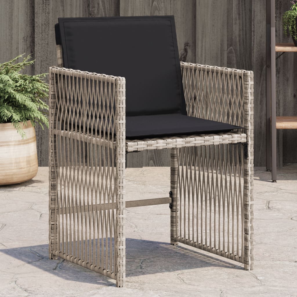 vidaXL Gartenstühle mit Kissen 4 Stk. Hellgrau Poly Rattan