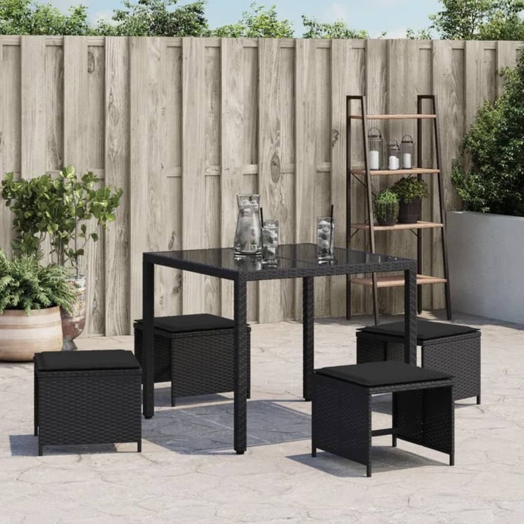 vidaXL 4 db fekete polyrattan kerti szék párnával 41 x 41 x 36 cm