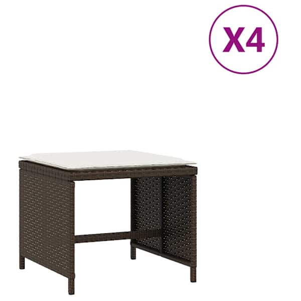 vidaXL aiatoolid koos istmepatjadega 4 tk, pruun, pol&uuml;rotang