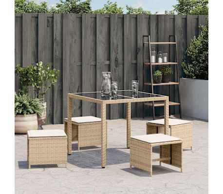 vidaXL Tuinkrukken 4 st met kussens 41x41x36 cm poly rattan beige