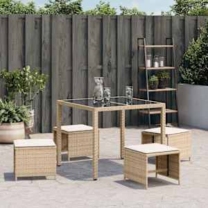 vidaXL Tuinkrukken 4 st met kussens 41x41x36 cm poly rattan beige