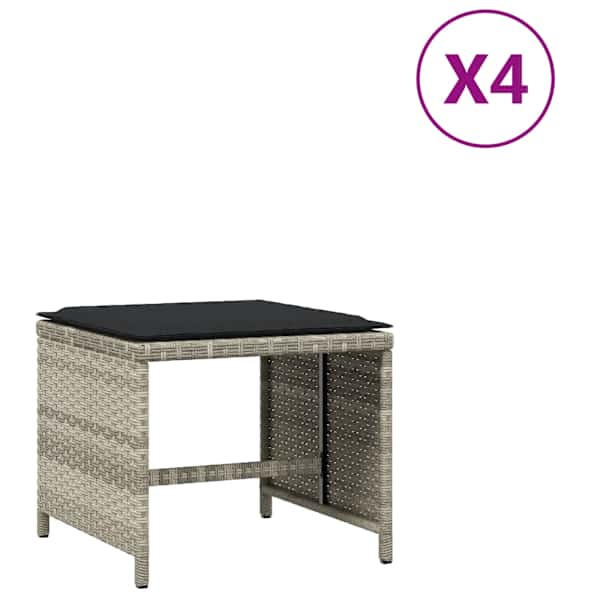 vidaXL aiataburetid koos istmepatjadega 4 tk, helehall, pol&uuml;rotang