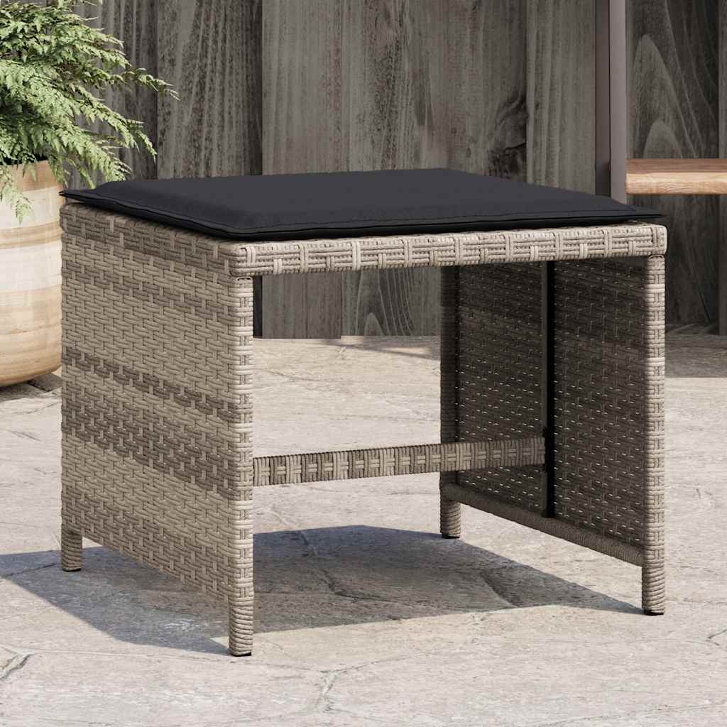 vidaXL Tr&auml;dg&aring;rdspallar med dynor 4 st ljusgr&aring; 41x41x36 cm konstrotting