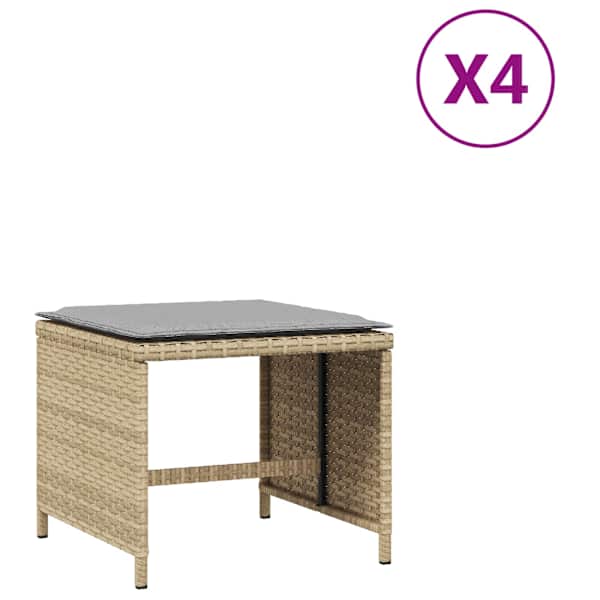 vidaXL aiatoolid koos istmepatjadega 4 tk beež 41x41x36 cm, PE-rotang