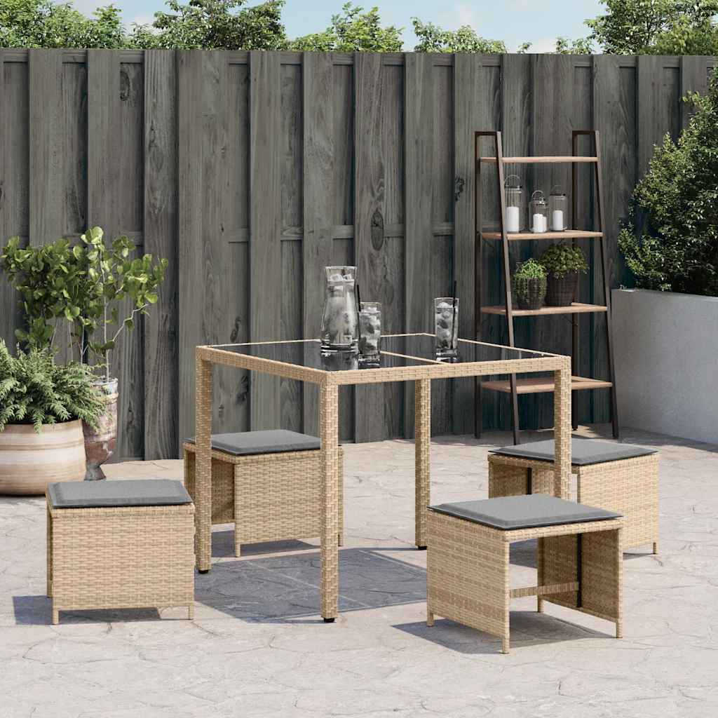 Thumbnail - vidaXL Gartenhocker Kissen 4Stk. Beigemischung 41x41x36 cm Poly Rattan