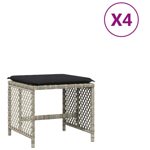vidaXL aiataburetid koos istmepatjadega 4 tk, helehall, pol&uuml;rotang