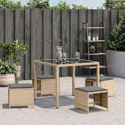 vidaXL Tabourets jardin et coussins lot de 4 m&eacute;lange beige 41x41x36 cm