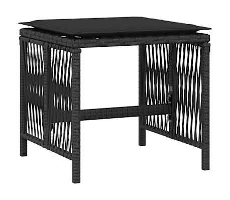 vidaXL Външни табуретки с възглавници 4 бр черни 41x41x36 см полиратан