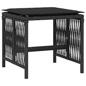vidaXL Външни табуретки с възглавници 4 бр черни 41x41x36 см полиратан