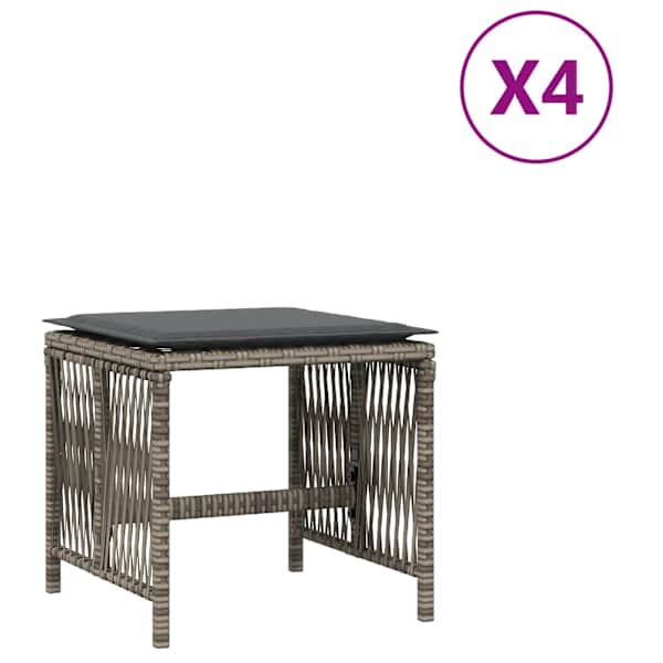 vidaXL aiatoolid koos istmepatjadega 4 tk, hall, pol&uuml;rotang