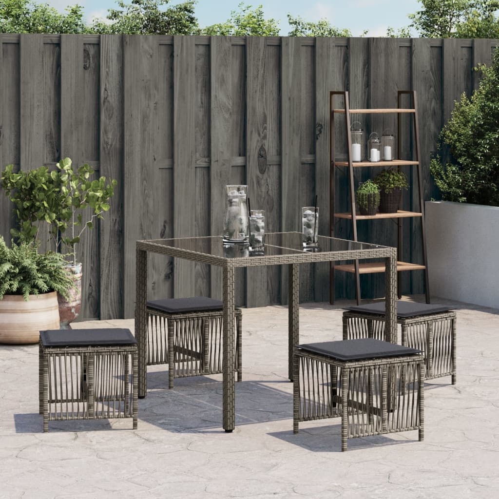 vidaXL 4 db szürke polyrattan kerti szék párnával 41 x 41 x 36 cm