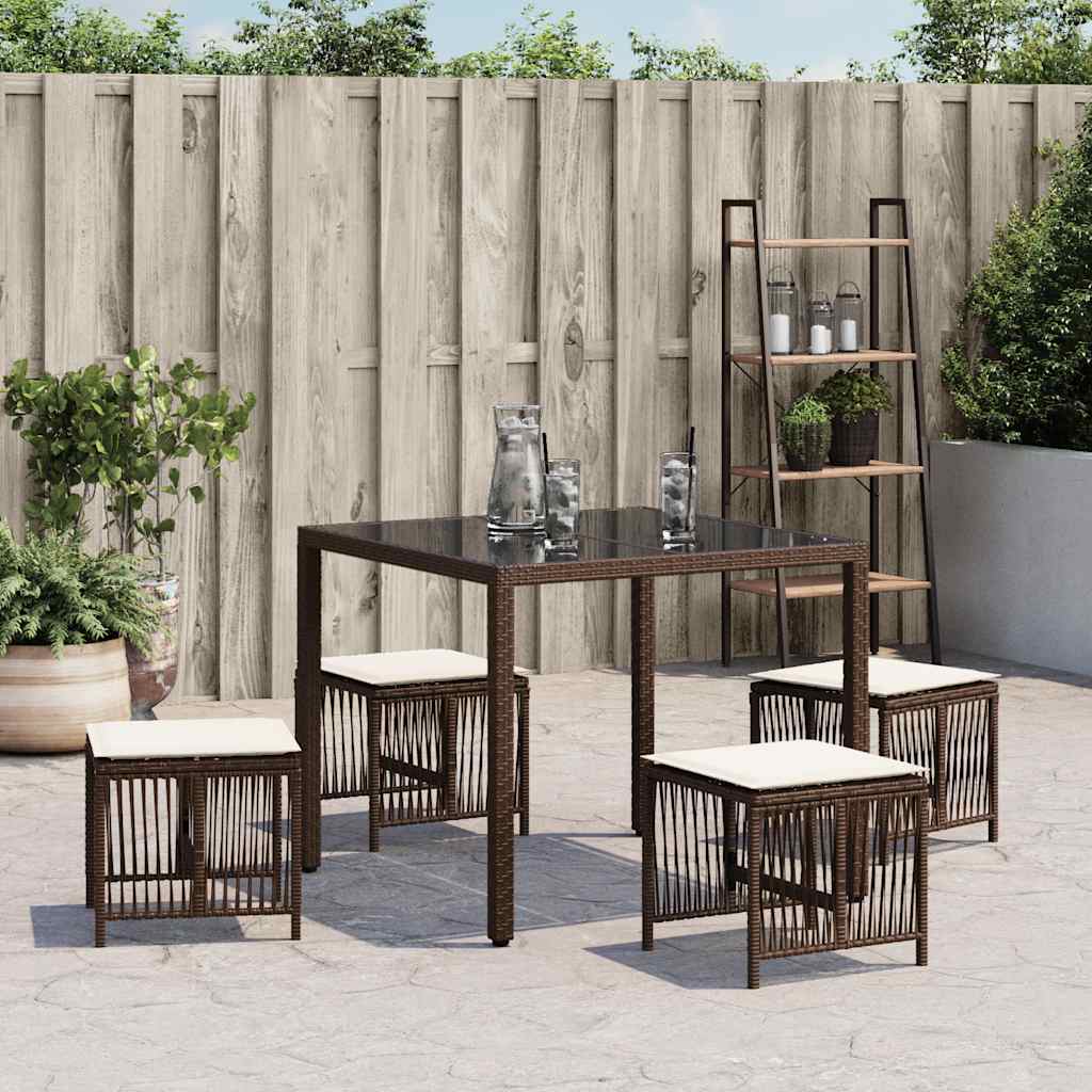 vidaXL 4 db barna polyrattan kerti szék párnával 41 x 41 x 36 cm