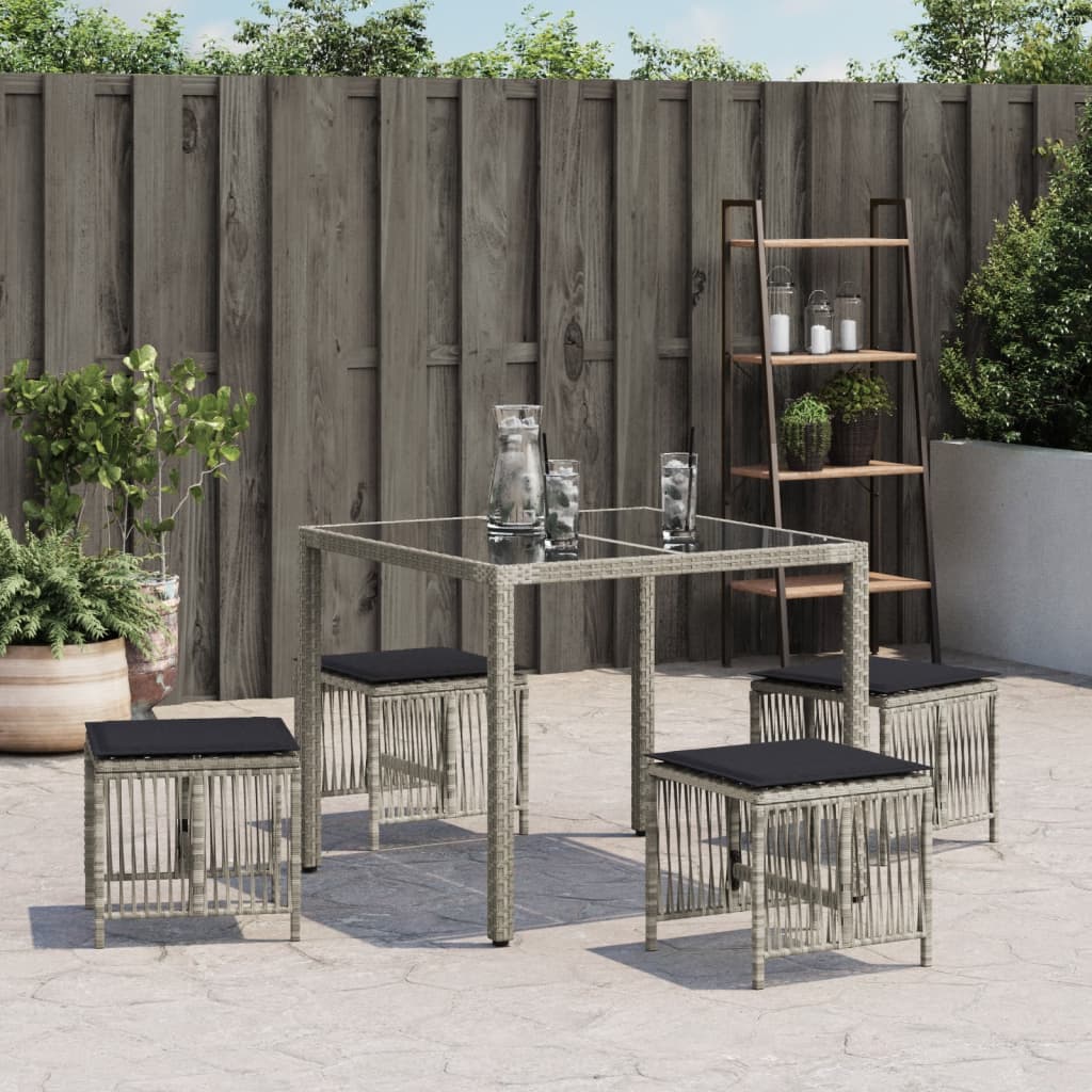 vidaXL 4db világosszürke polyrattan kerti szék párnával 41 x 41 x 36cm