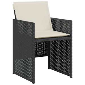 3dílný bistro set s poduškami černý polyratan - obrázek 4
