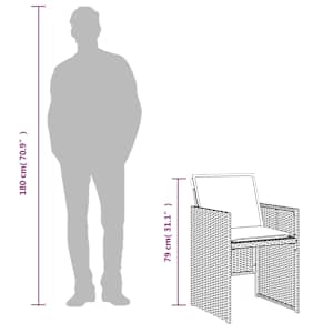 3dílný bistro set s poduškami béžový polyratan - obrázek 12