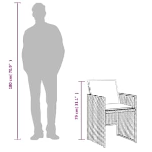3dílný bistro set s poduškami šedý polyratan - obrázek 12
