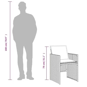 3dílný bistro set s poduškami černý polyratan - obrázek 12