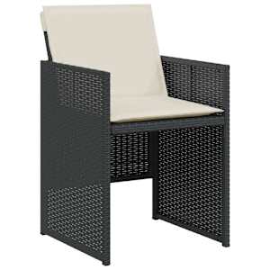 3dílný bistro set s poduškami černý polyratan - obrázek 4