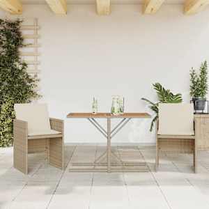 Bistro garnitura 3-delna z blazinami bež poli ratan