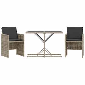 vidaXL 3-osaline bistrookomplekt istmepatjadega, helehall, pol&uuml;rotang