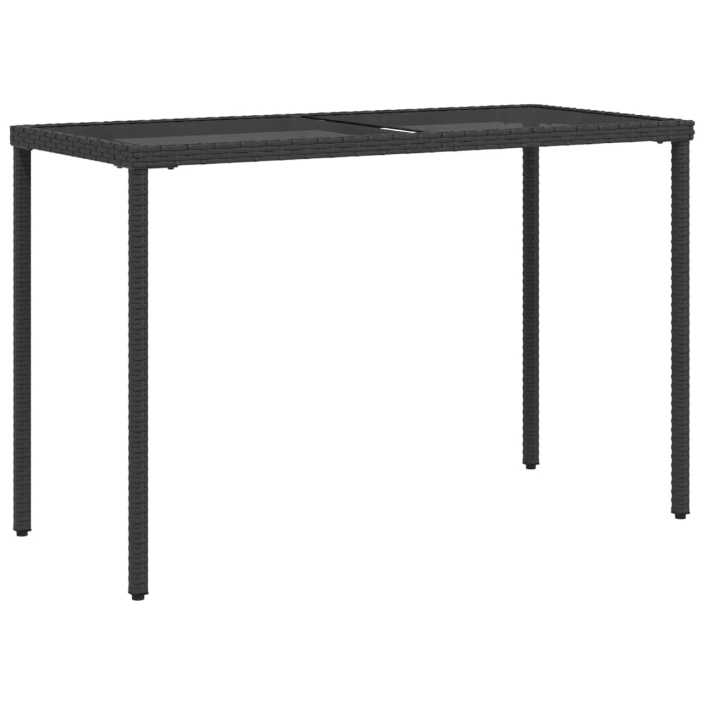 vidaXL Zahradní stůl se skleněnou deskou černý 115x54x74 cm polyratan