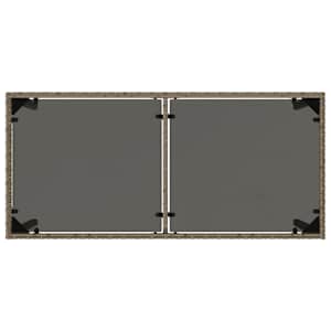 Zahradní stůl se skleněnou deskou šedý 115x54x74 cm polyratan - obrázek 7