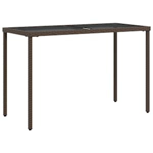 Zahradní stůl se skleněnou deskou hnědý 115x54x74 cm polyratan - obrázek 2
