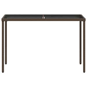 Zahradní stůl se skleněnou deskou hnědý 115x54x74 cm polyratan - obrázek 4