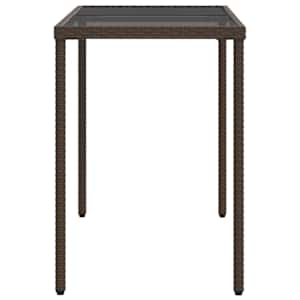 Zahradní stůl se skleněnou deskou hnědý 115x54x74 cm polyratan - obrázek 5