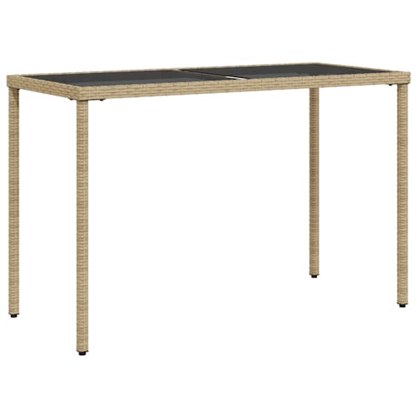 vidaXL aialaud klaasplaadiga, beež, 115x54x74 cm, pol&uuml;rotang