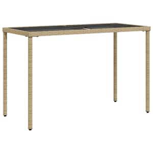 Zahradní stůl se skleněnou deskou béžový 115x54x74 cm polyratan - obrázek 2