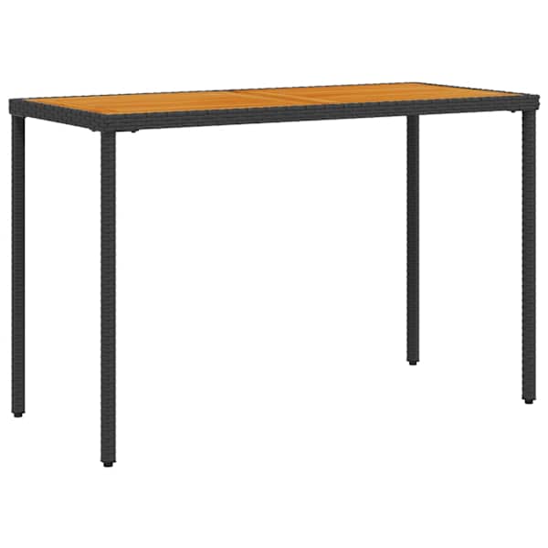vidaXL aialaud akaatsiapuidust plaadiga, must, 115x54x74 cm, PE-rotang
