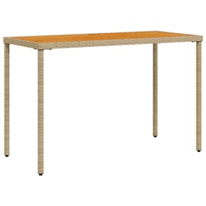 vidaXL aialaud akaatsiapuidust plaadiga, beež, 115x54x74 cm, PE-rotang