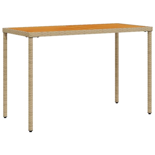 vidaXL aialaud akaatsiapuidust plaadiga, beež, 115x54x74 cm, PE-rotang