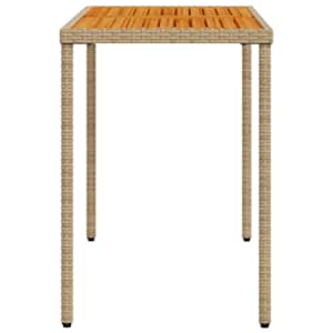 Zahradní stůl s akáciovou deskou béžový 115x54x74 cm polyratan - obrázek 5