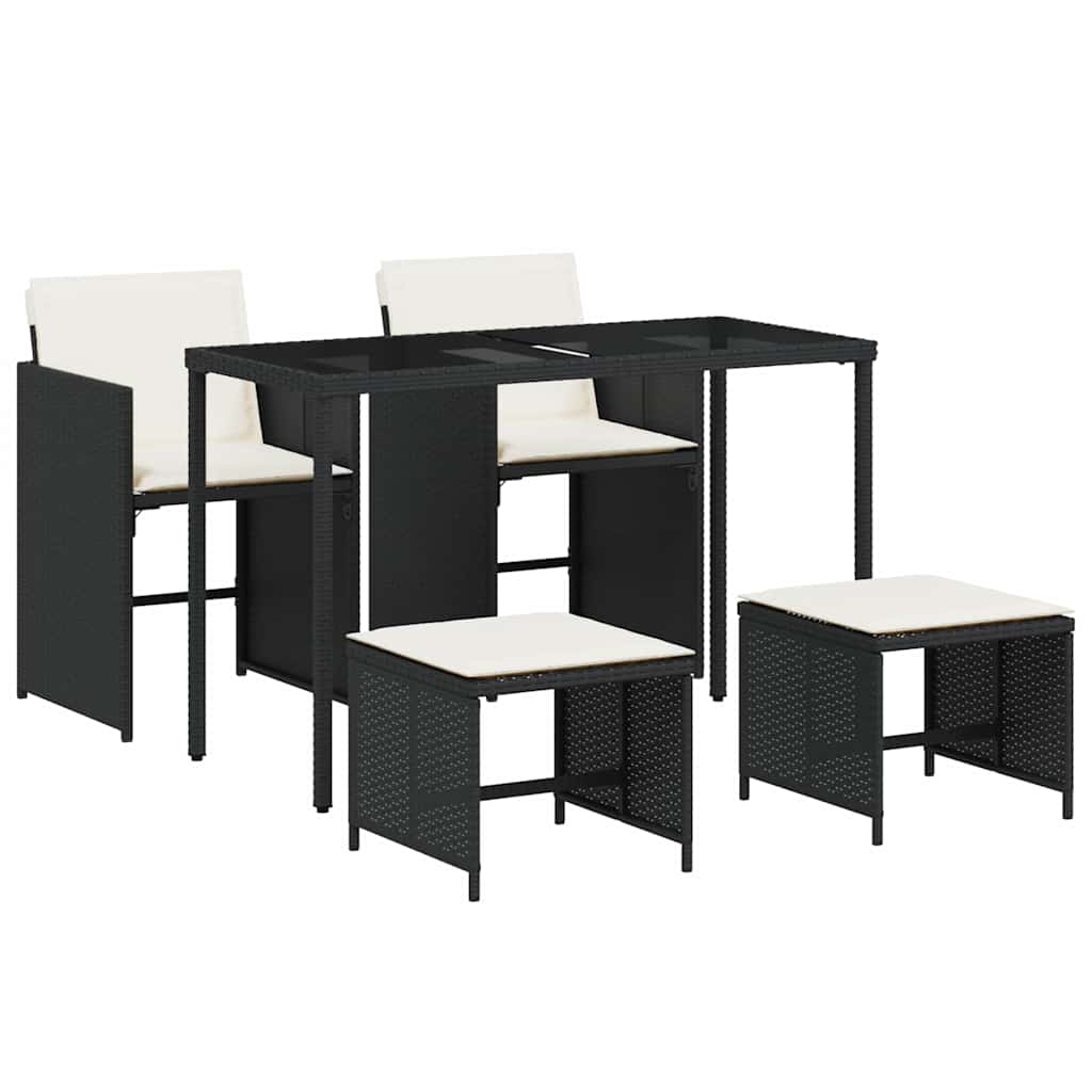 vidaXL 5-delige Tuinset met kussens poly rattan zwart, foto 3