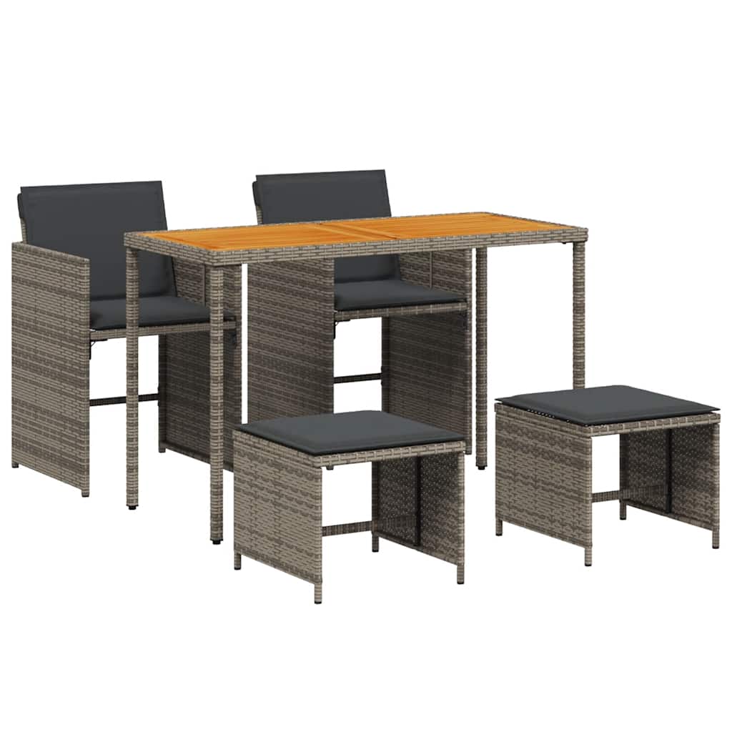 vidaXL Set mobilier de grădină cu perne, 5 piese, gri, poliratan
