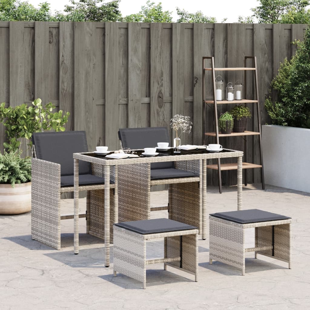 vidaXL Set mobilier de grădină cu perne, 5 piese gri deschis poliratan